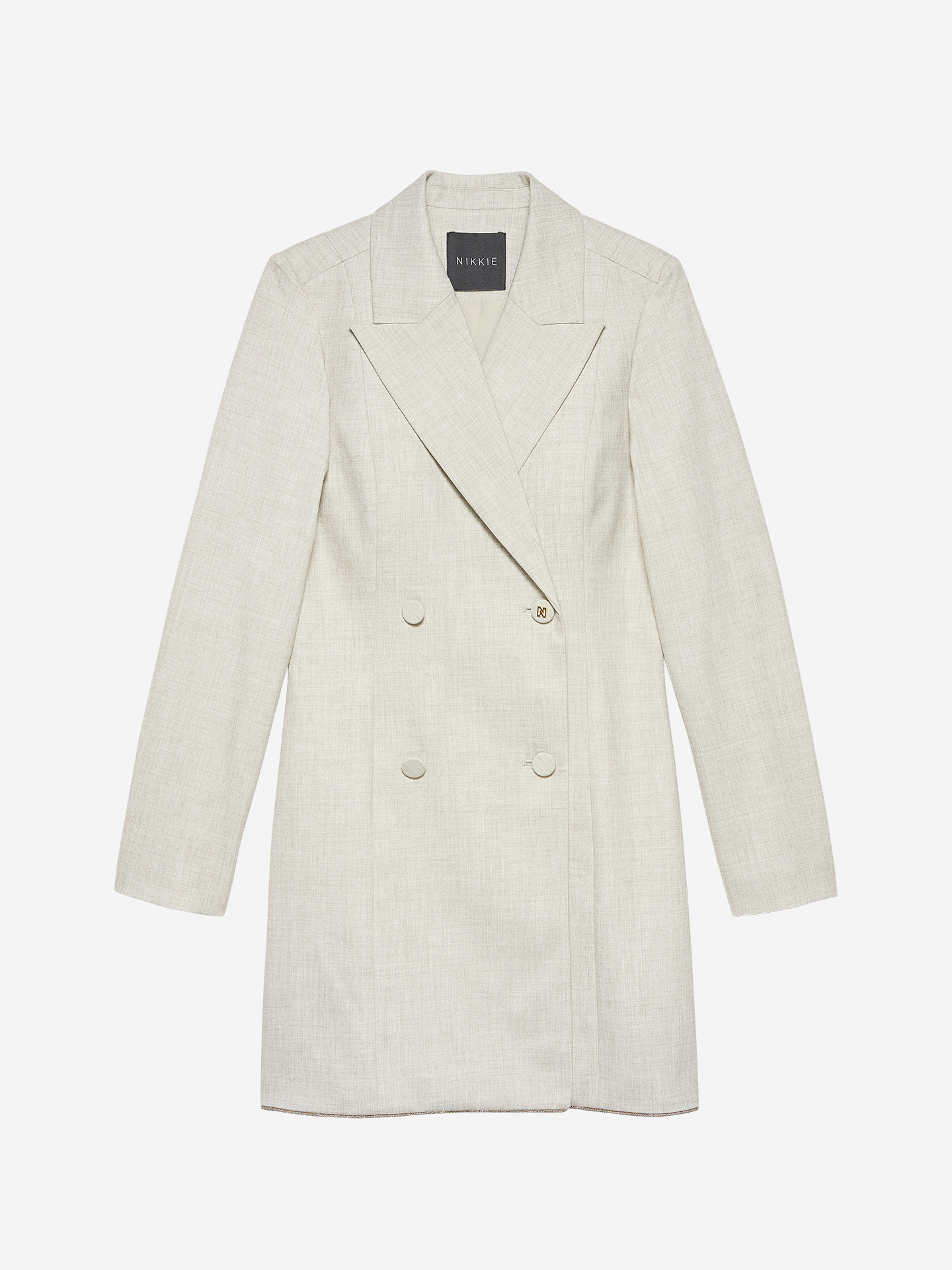 Melange blazer dress with glitter trim