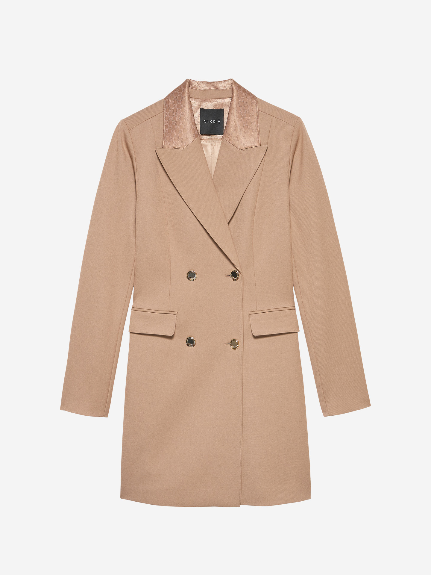 Blazer dress with satin collar