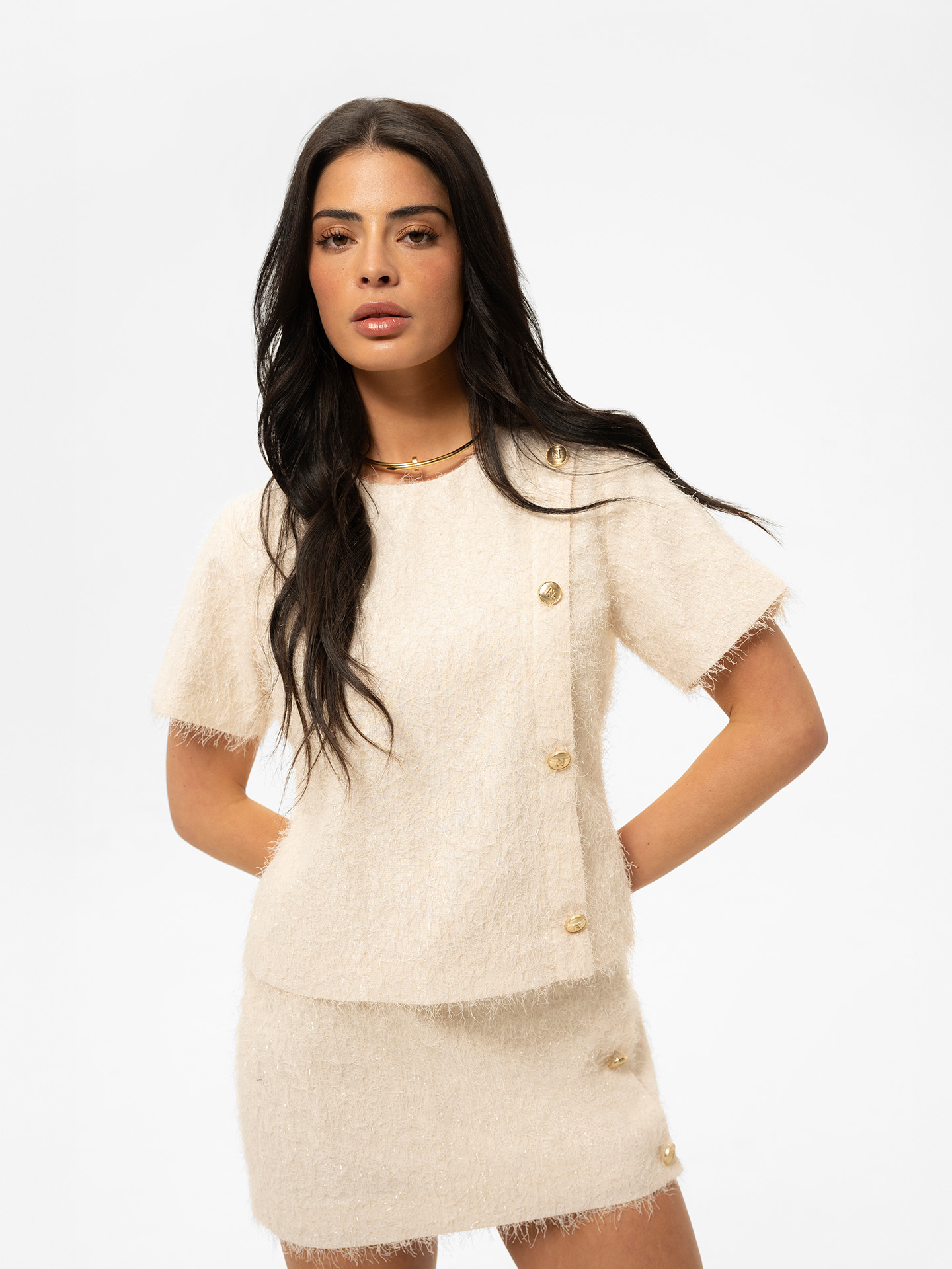 Fluffy top met glitters