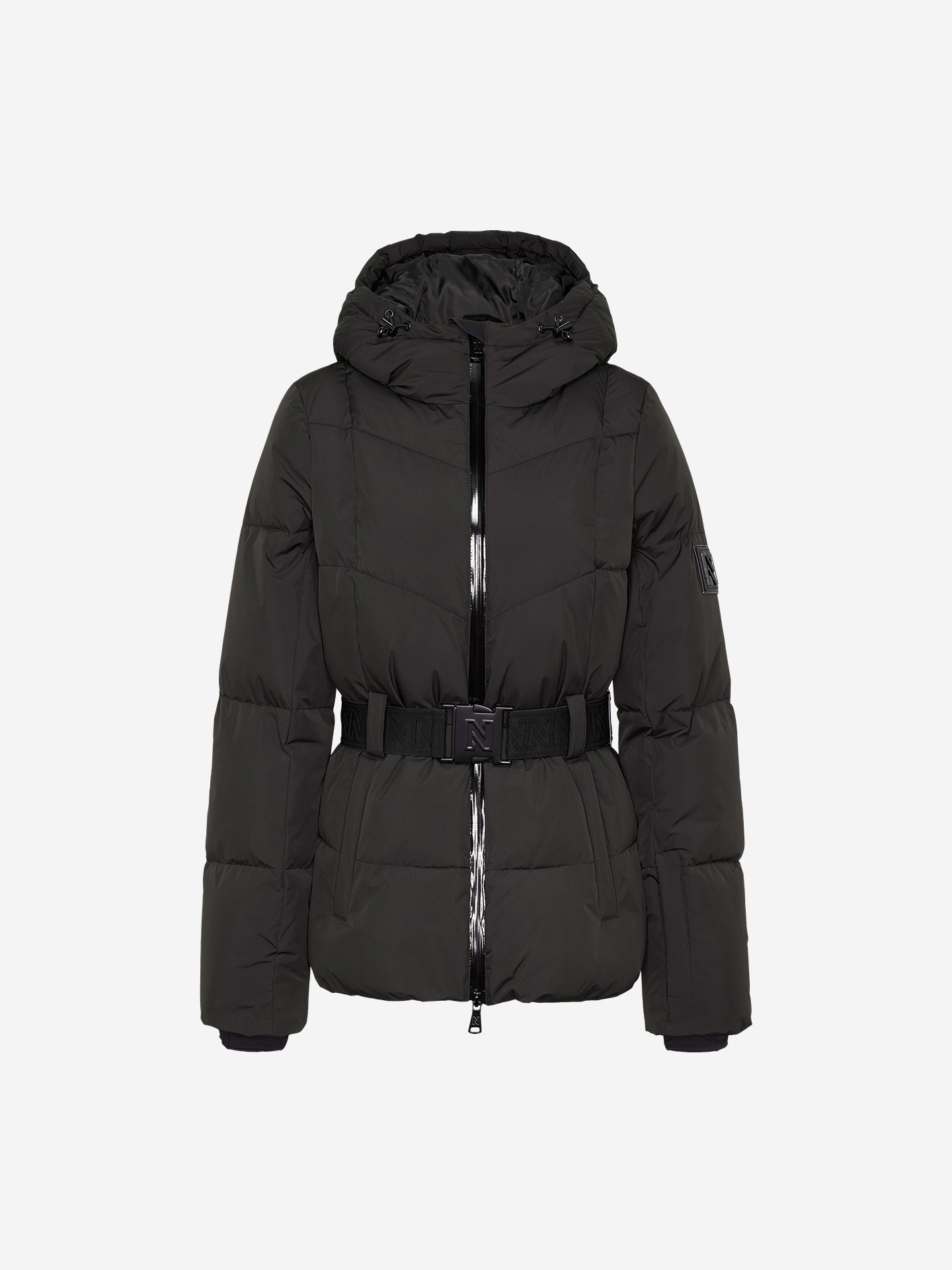 Ski jacket with elastic belt