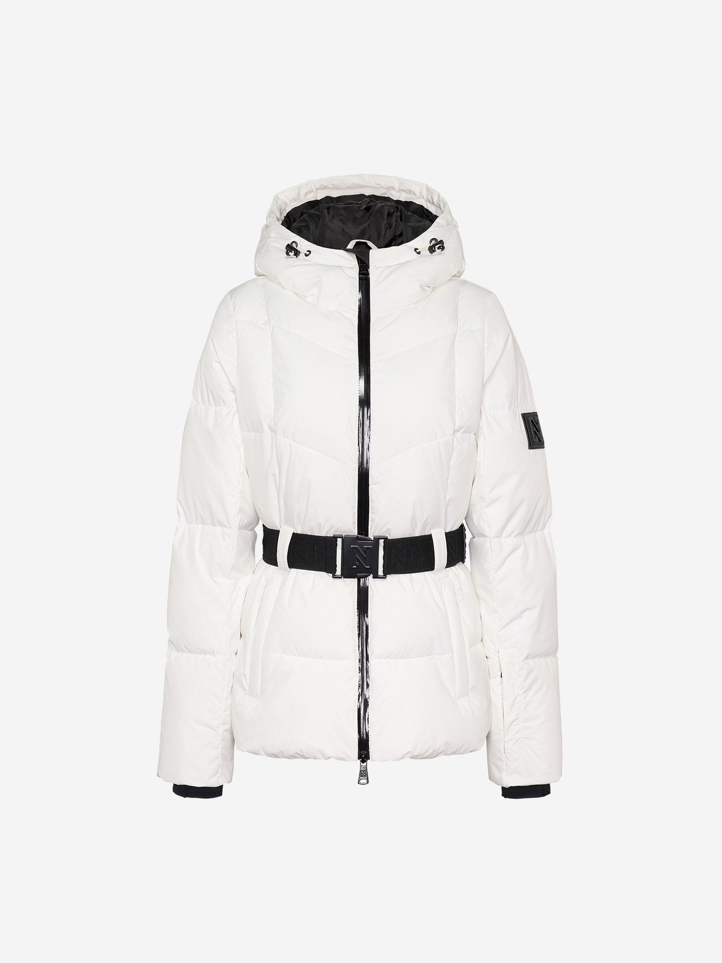 Ski jacket with elastic belt