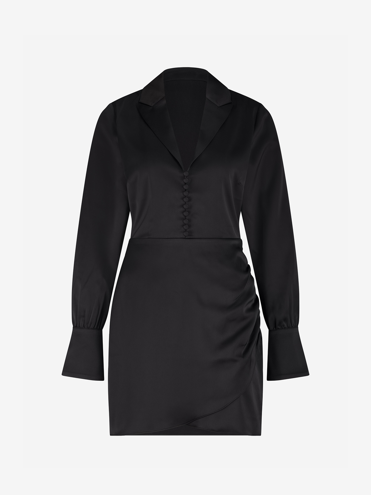 Satin dress with asymmetric wrap
