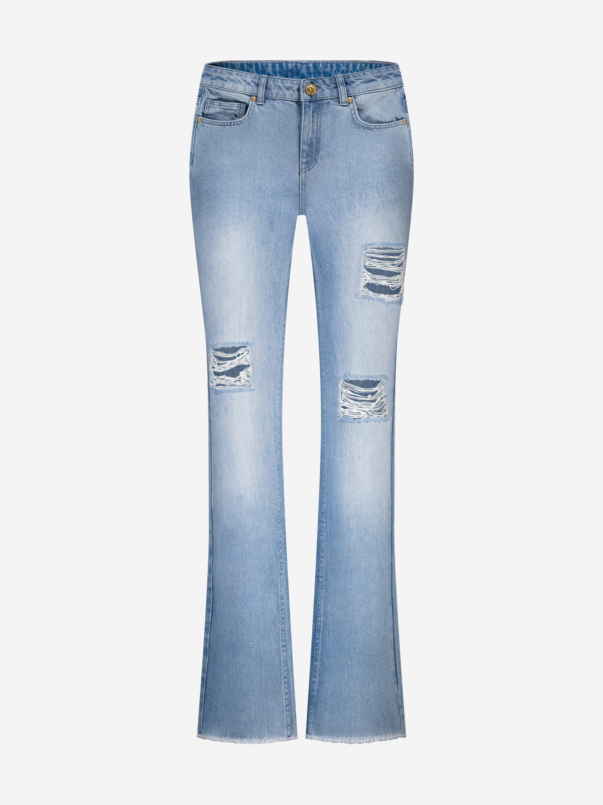 Gescheurde jeans met rechte pijpen