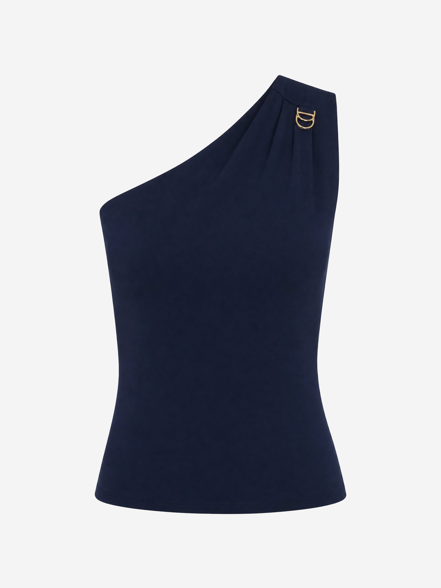 One shoulder top met logo detail