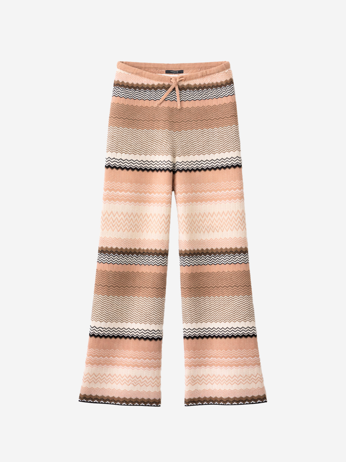 Pants with zigzag pattern and glitter thread