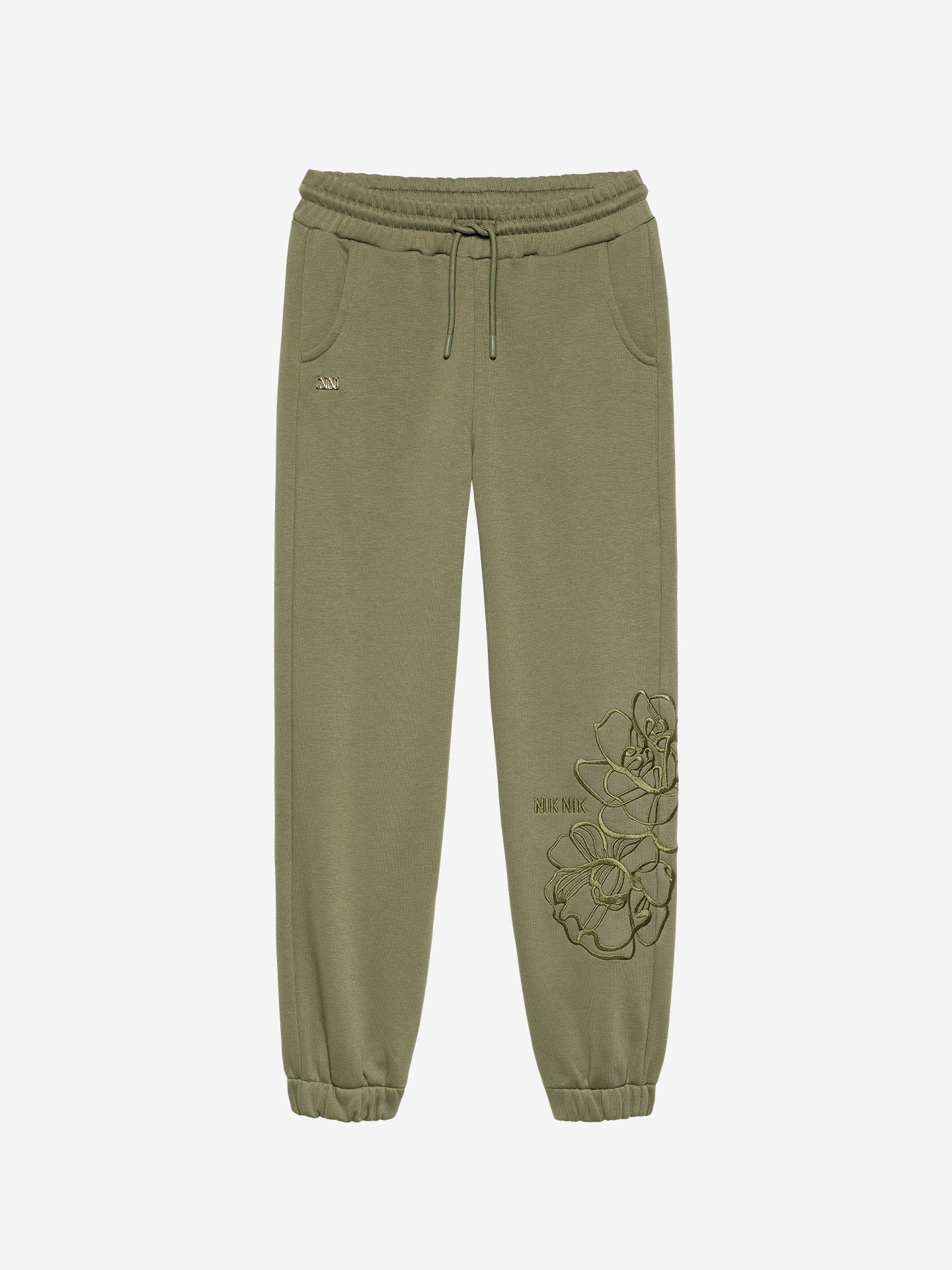 Jogging pants with floral embroidery