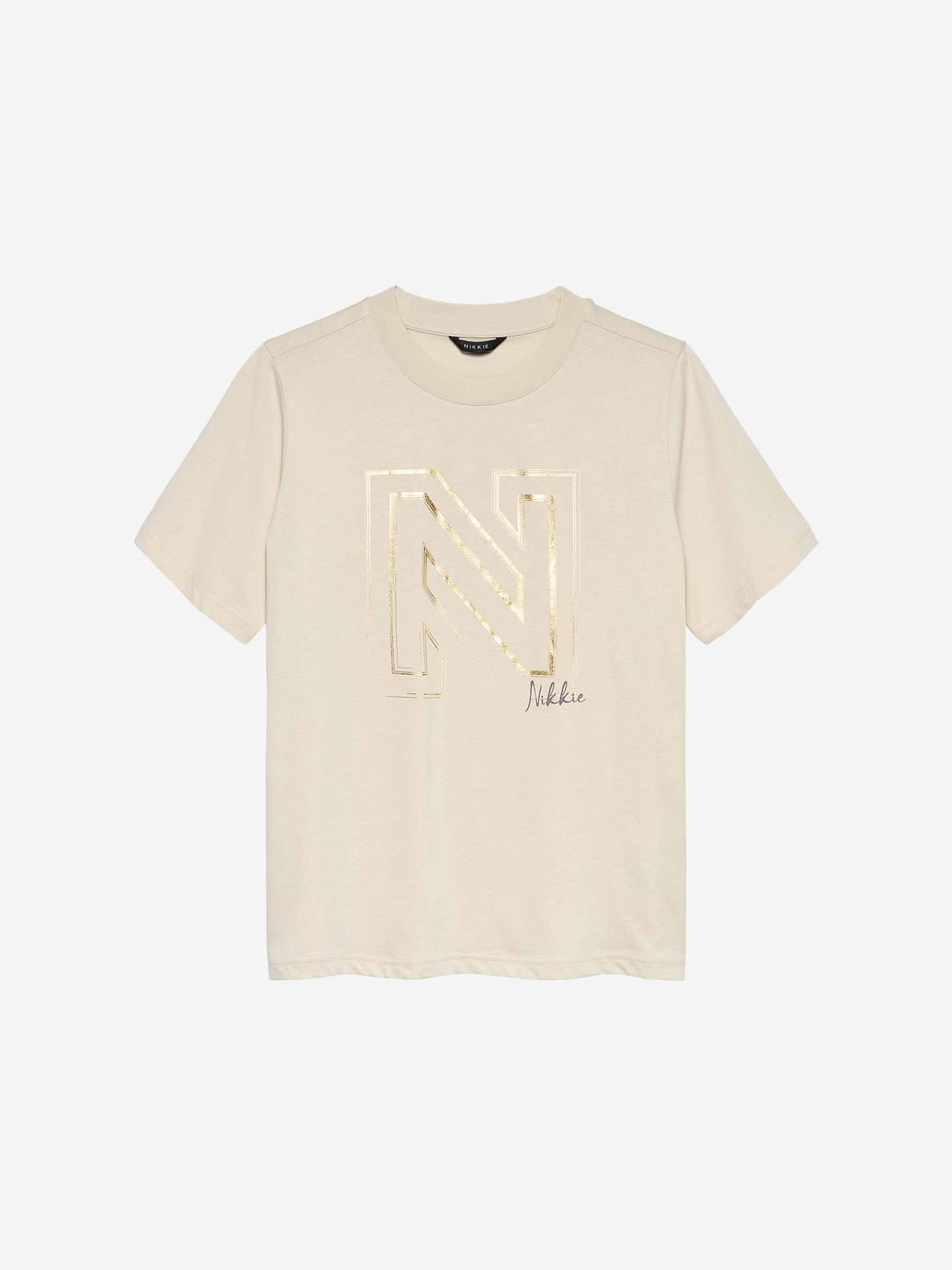 T-shirt met metallic logo