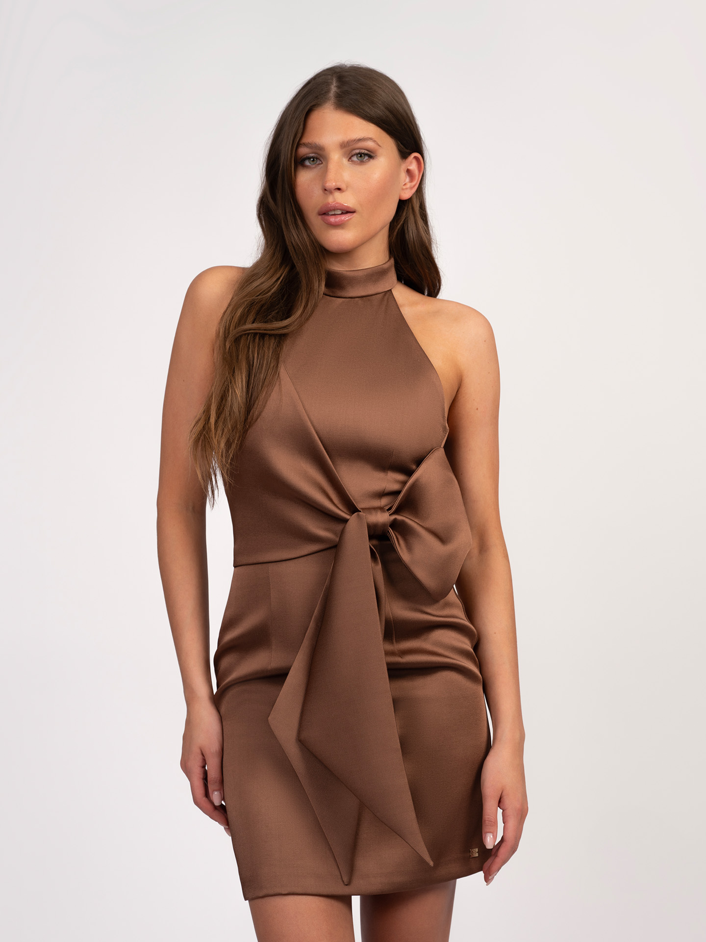 Satin dress with bow