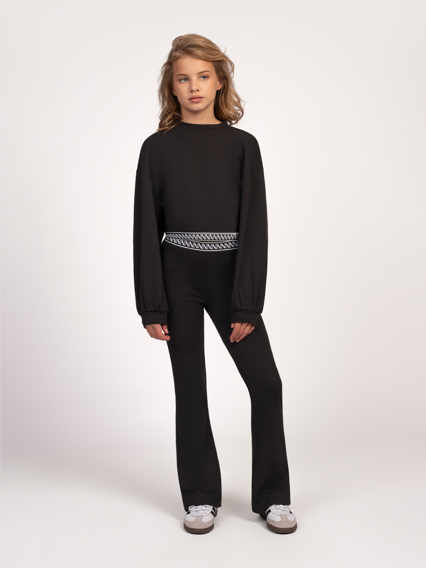 Flared leggings with logo waistband