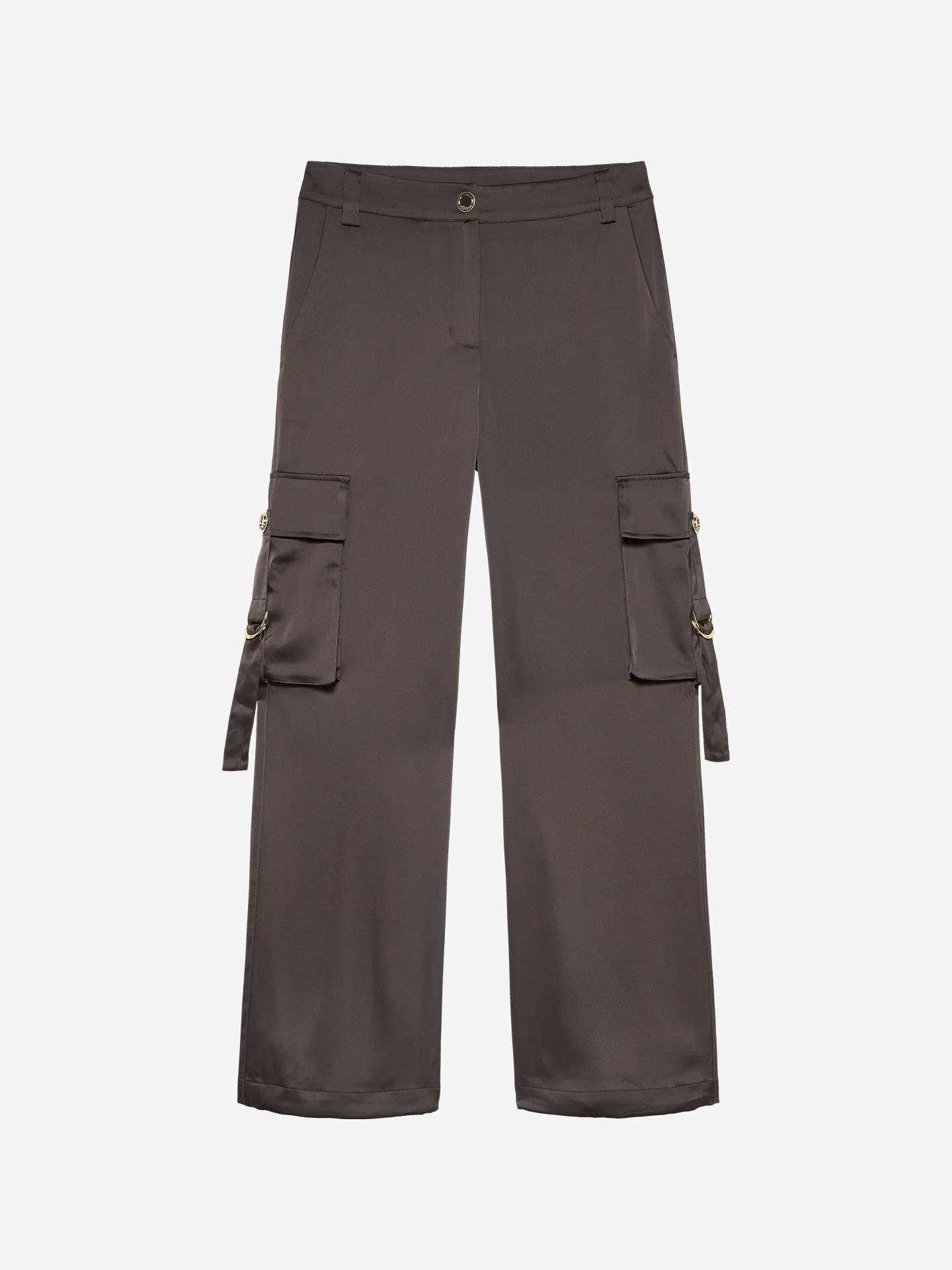 Satin pants with cargo pockets