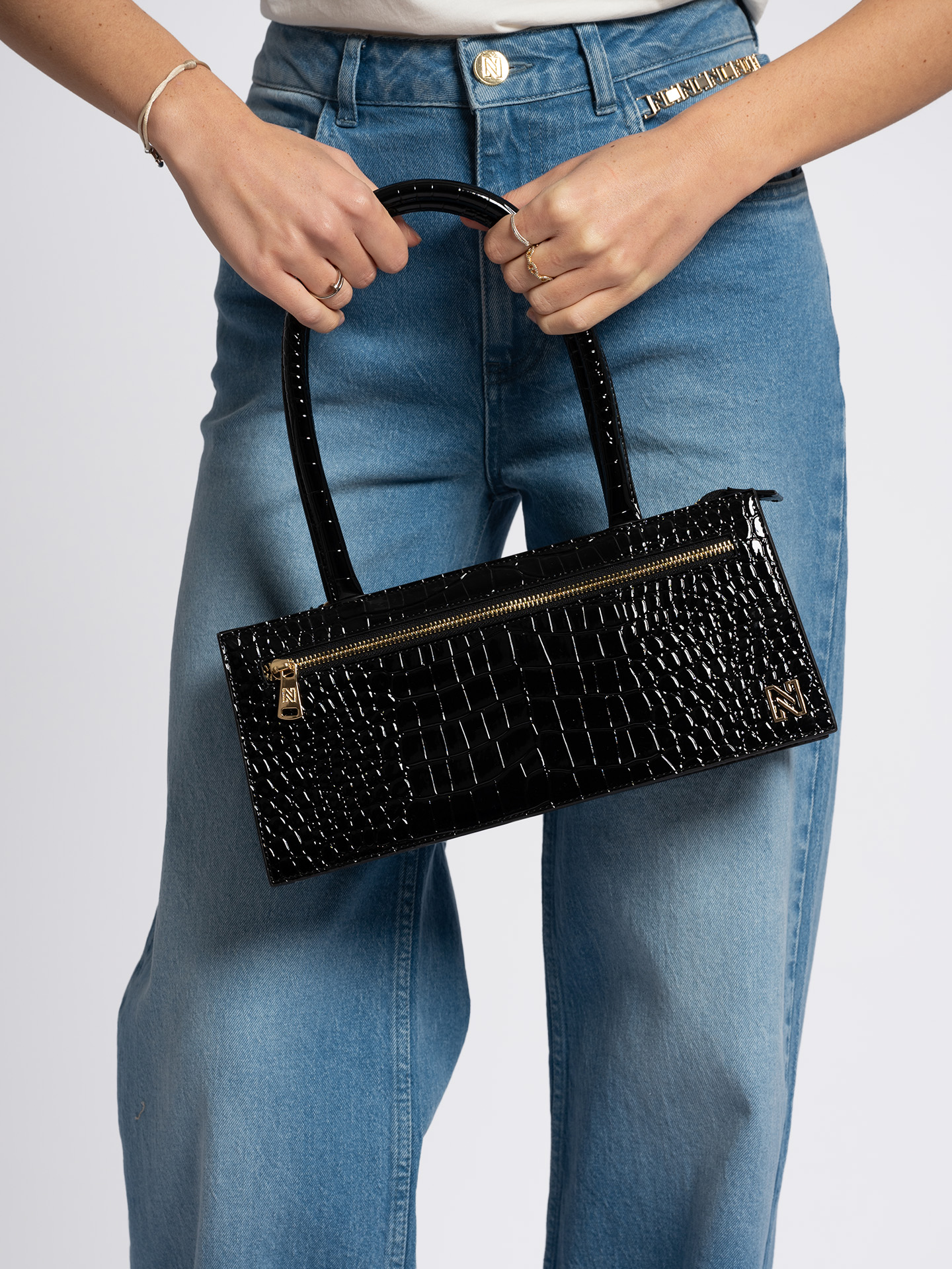 Imitation leather bag with crocodile structure