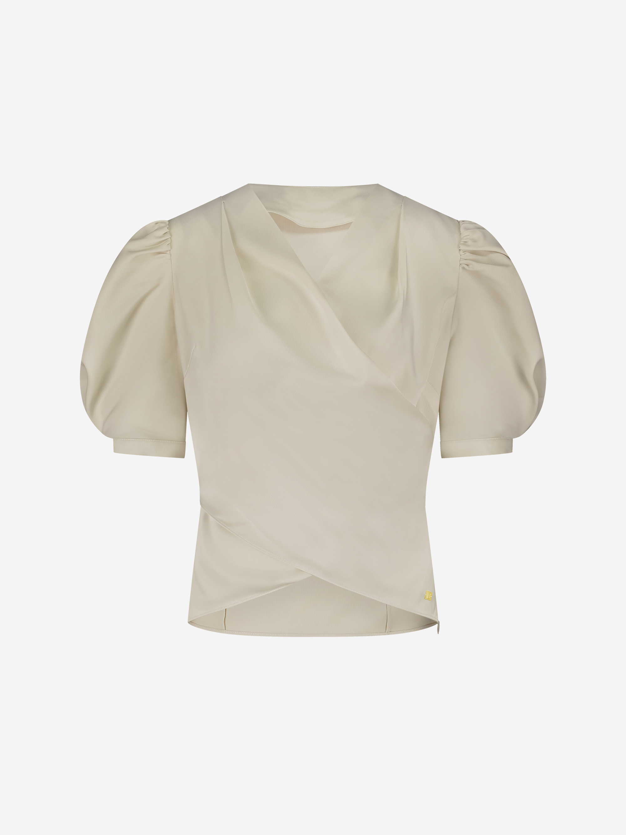 Satin blouse with waterfall neckline