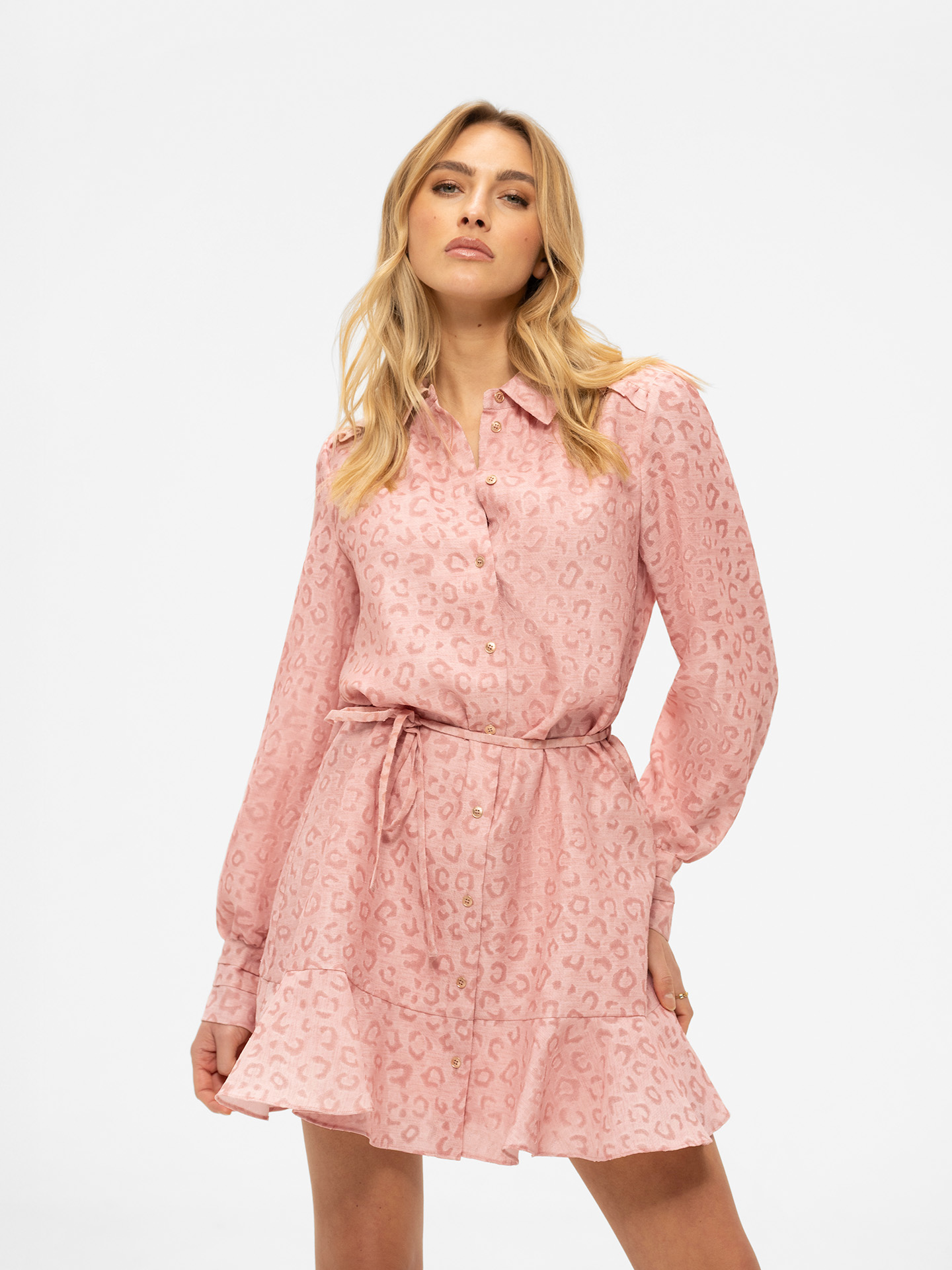 Leopard print dress with bow detail