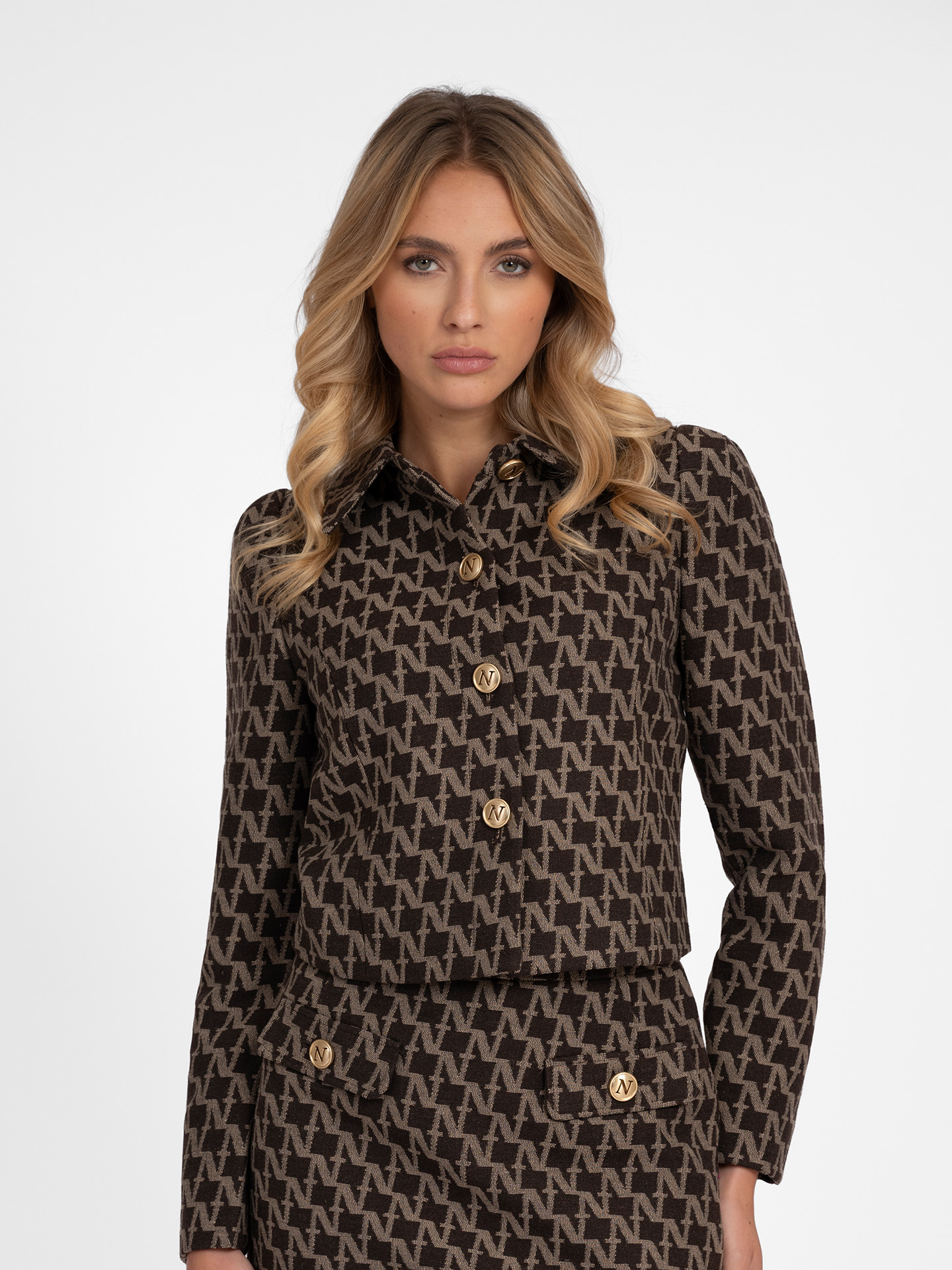 Kort jack met logo patroon