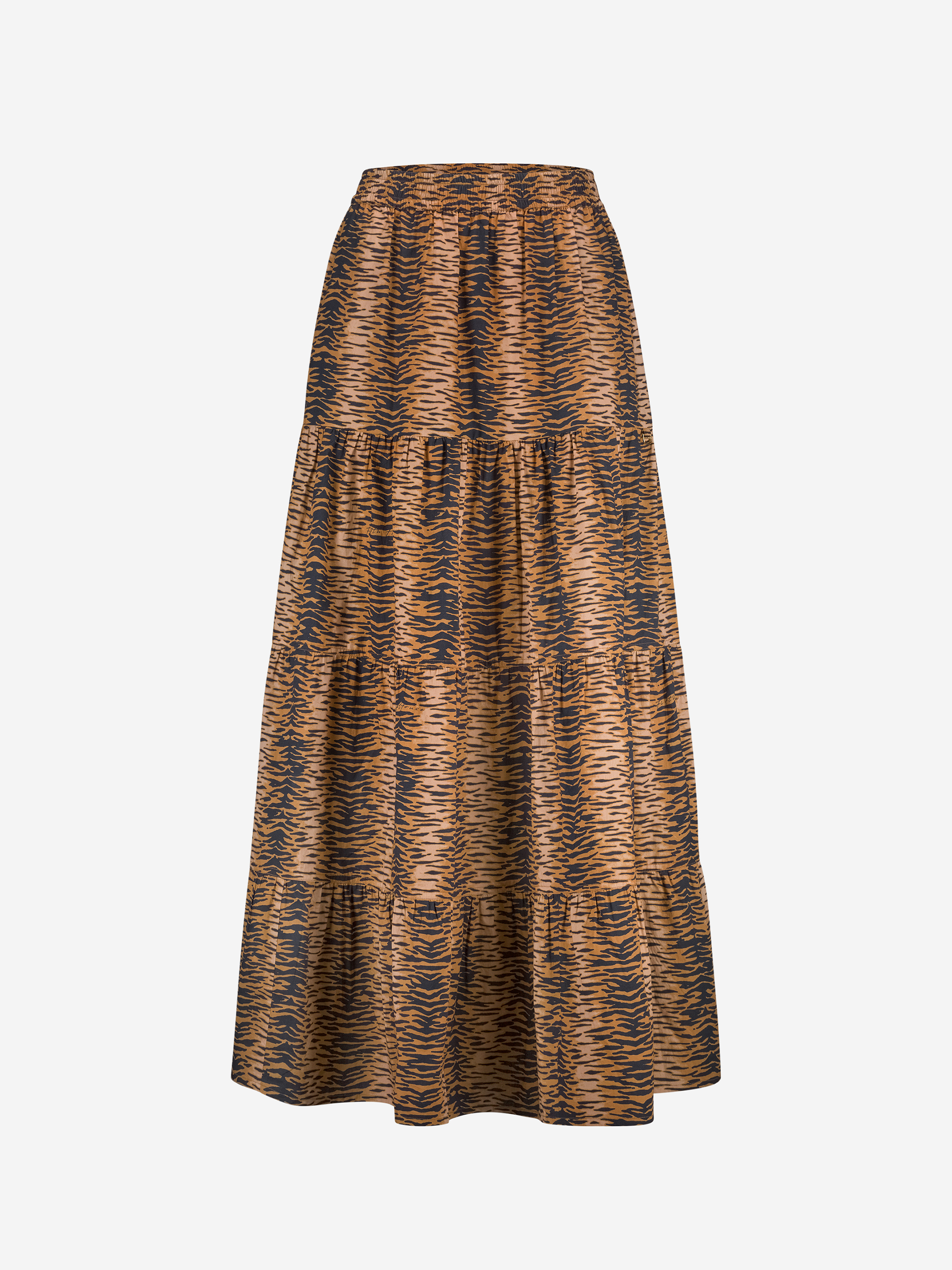 Layered maxi skirt with tiger print