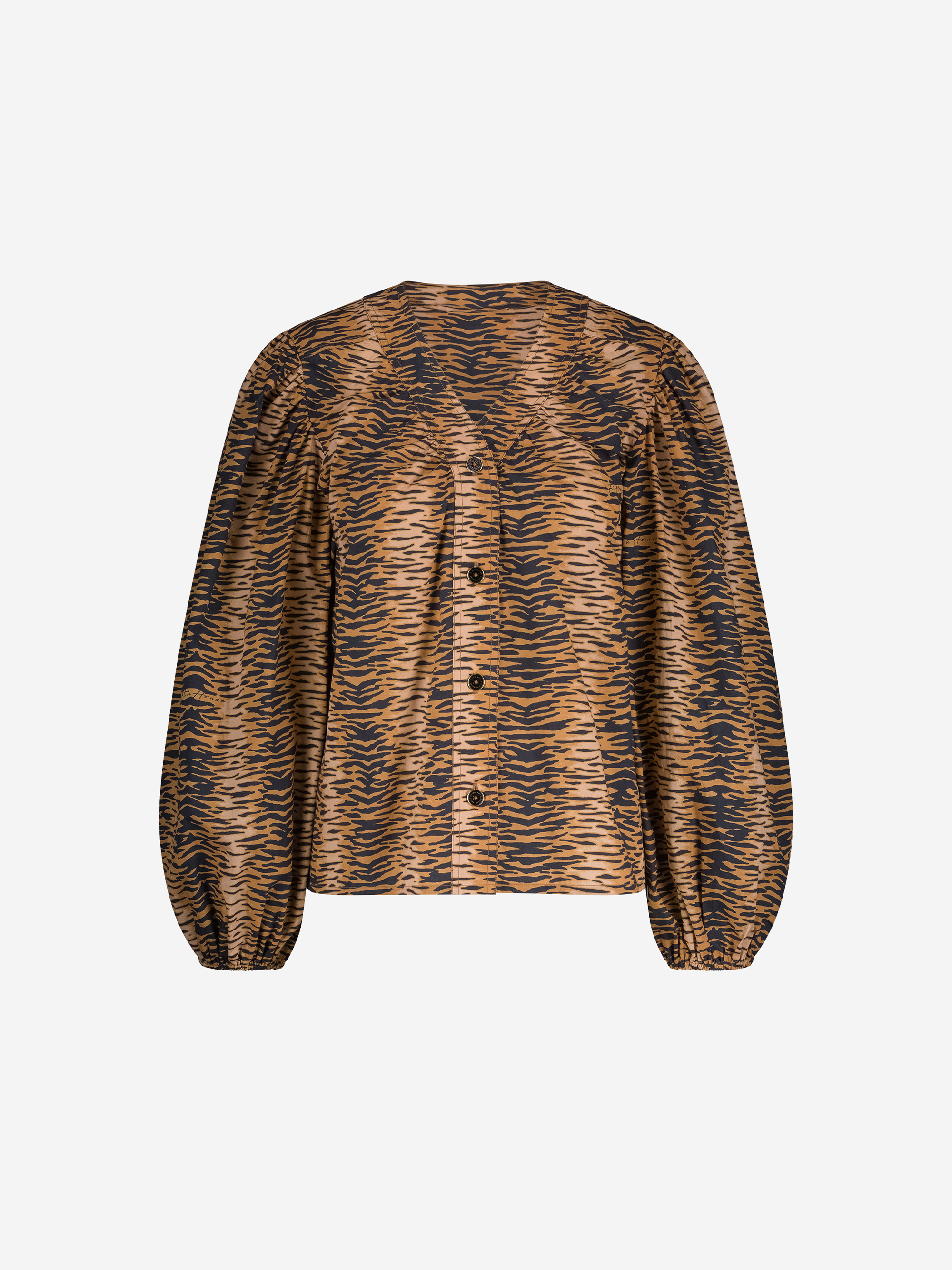 Tiger print blouse with balloon sleeves