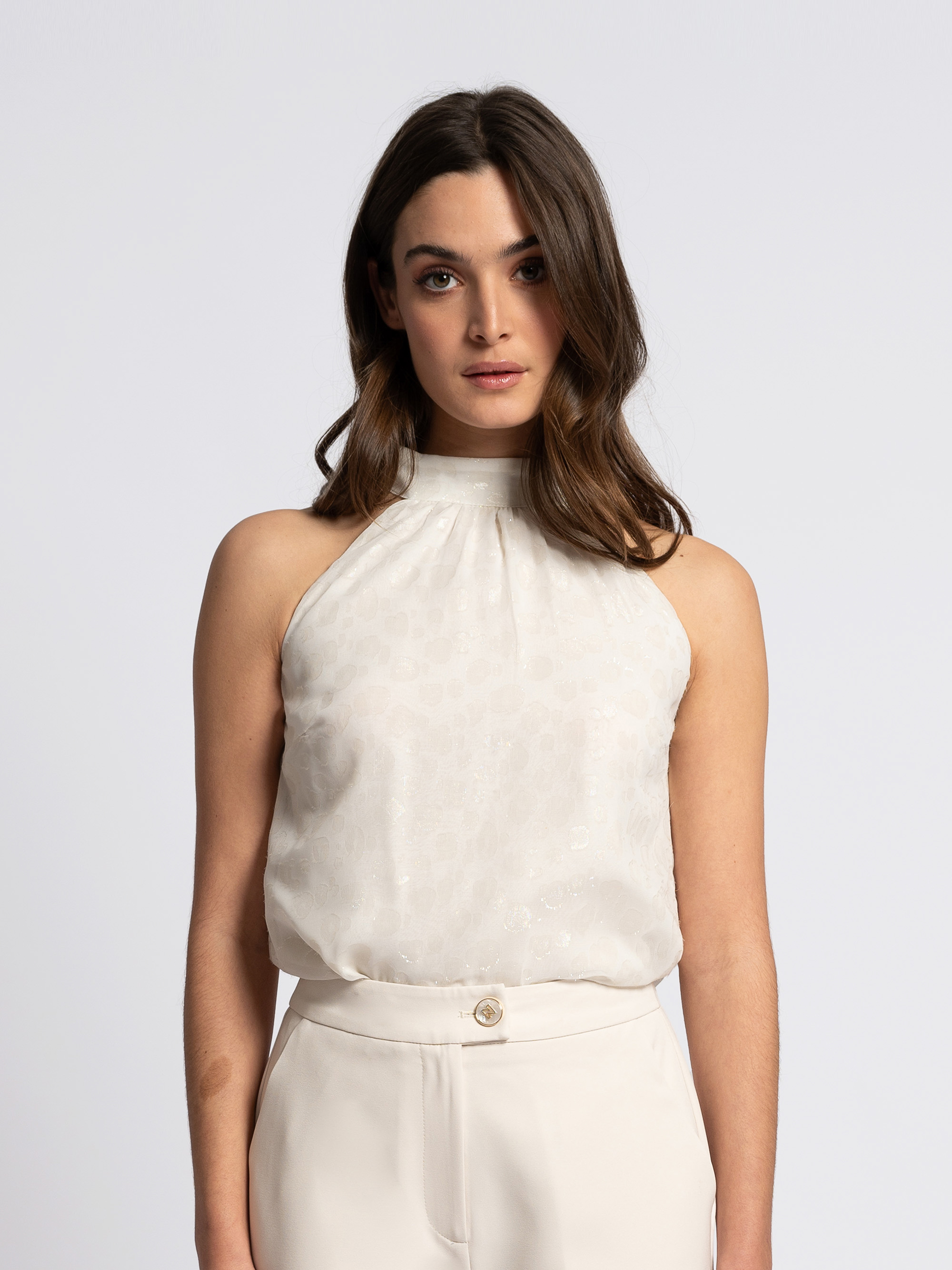 Halter top with leopard pattern