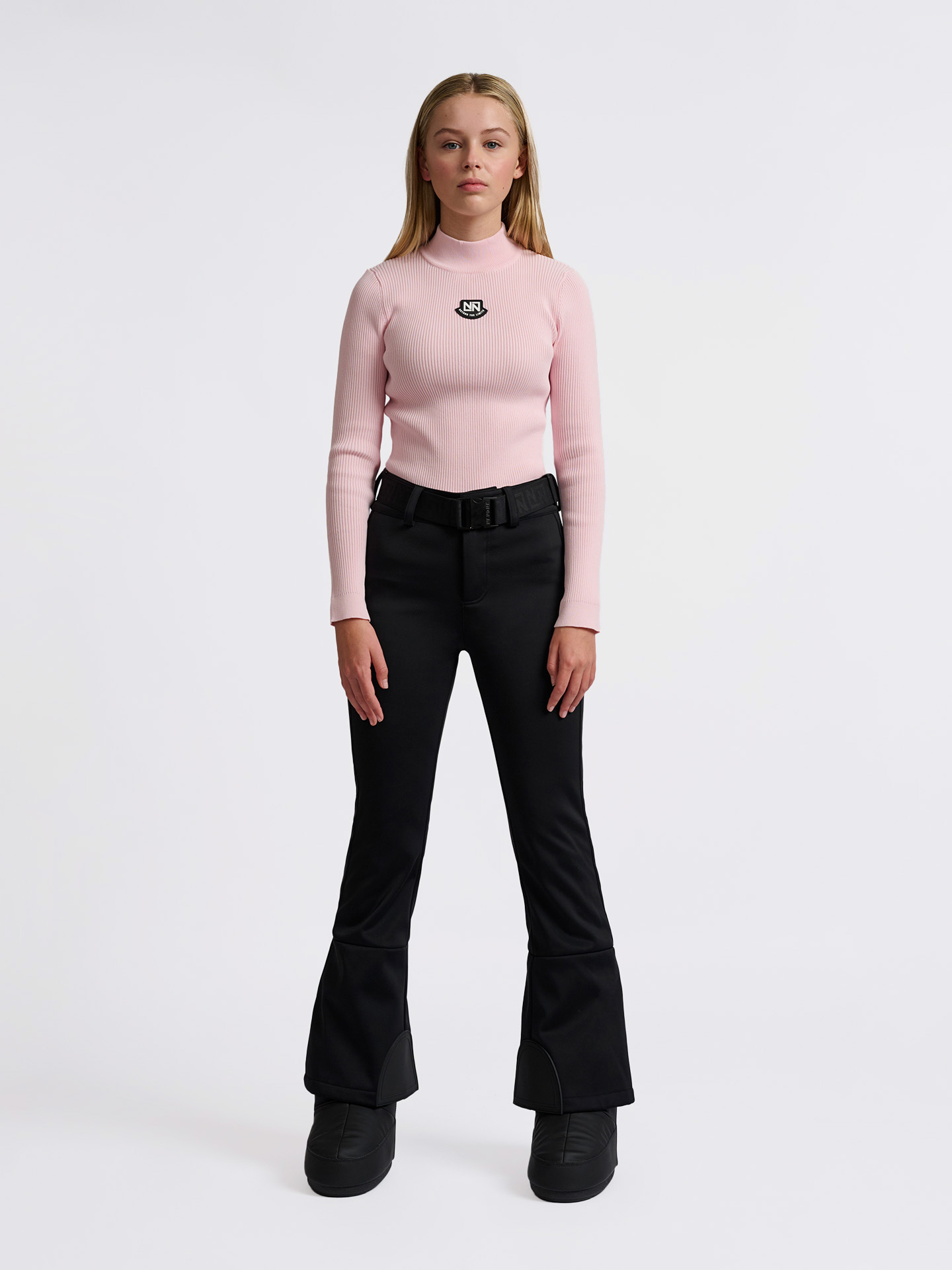 Flared skibroek met riem