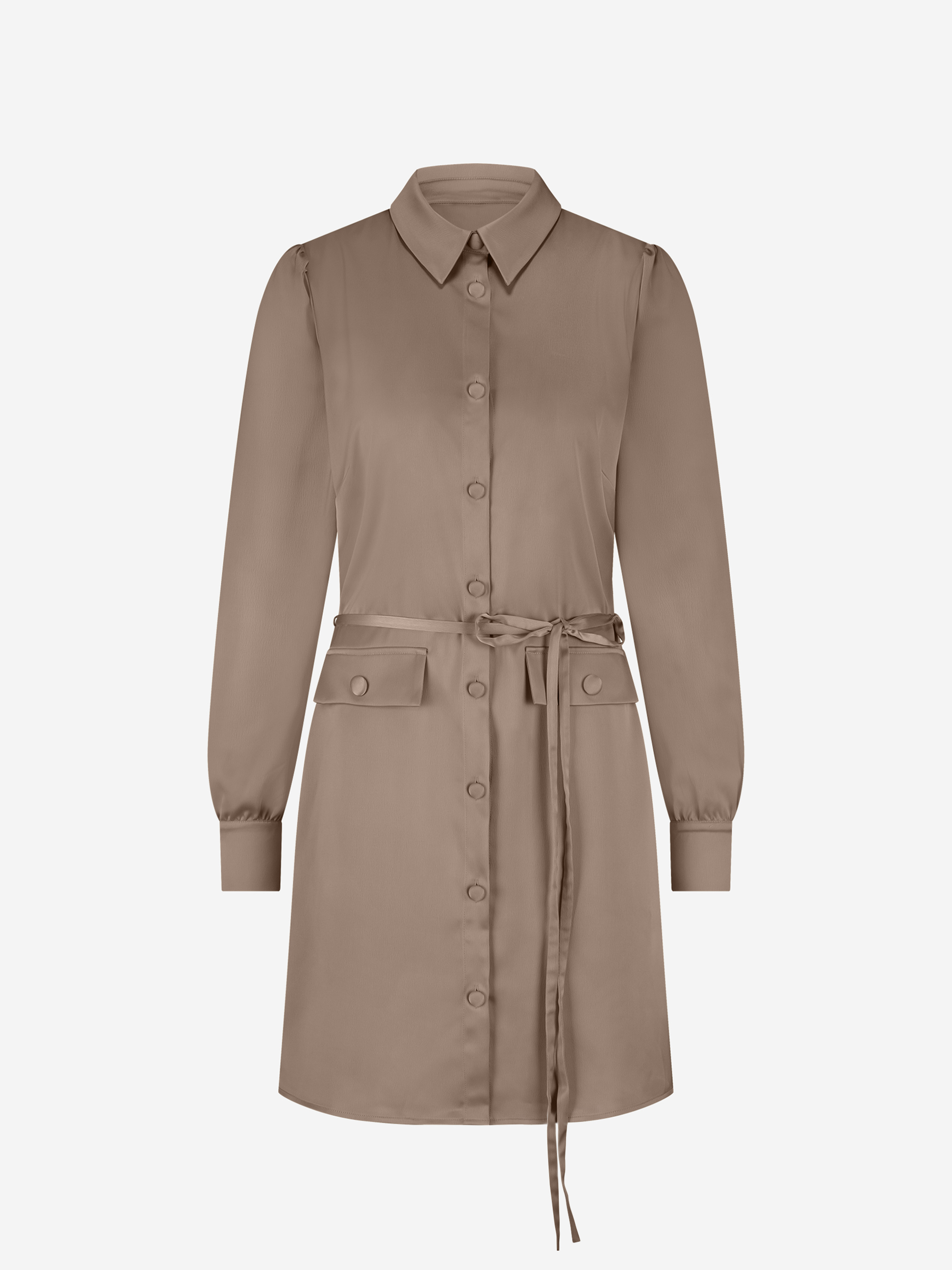 Satin dress with belt