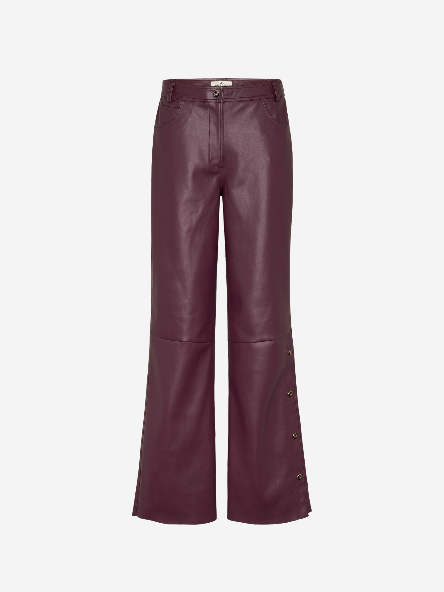 Faux leather pants with button details